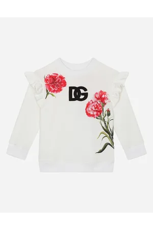 Dolce & Gabbana Round-neck Jersey Sweatshirt With Carnation Print - Woman 5 Years