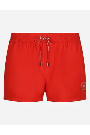 Dolce & Gabbana Short Swim Trunks With Branded Plate - Man Beachwear Fabric 2