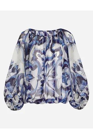 Dolce & Gabbana Majolica-print Chiffon Blouse - Woman Shirts And Tops Blue 36