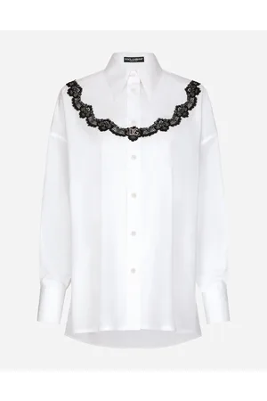 Dolce & Gabbana Oversize Poplin Shirt With Lace Inserts - Woman Shirts And Tops Cotton 40