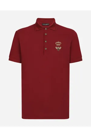 Dolce & Gabbana Cotton Piqué Polo-shirt With Embroidery - Man T-shirts And Polos Burgundy Cotton 44