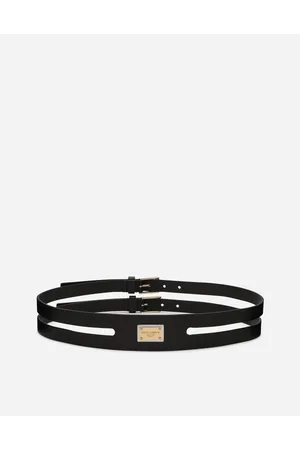Dolce & Gabbana Belt With Logo Tag - Woman Belts Multi-colored Leather 85