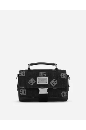Dolce & Gabbana Calfskin And Denim Crossbody Bag With Logo - Man Crossbody Bags Onesize