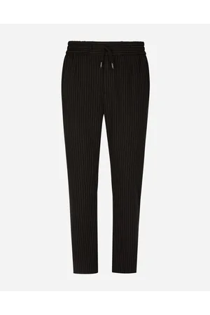 Dolce & Gabbana Pinstripe Jersey Jogging Pants With Dg Patch - Man Trousers And Shorts Viscose 44
