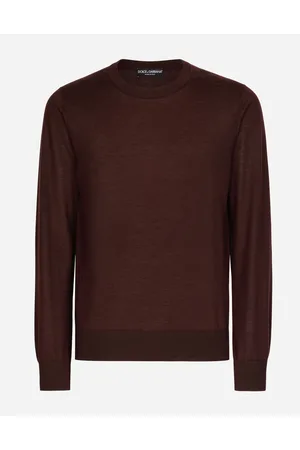 Dolce & Gabbana Extra-fine Cashmere Round-neck Sweater - Man Sweaters And Cardigans Burgundy Cashmere 46