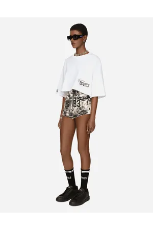 Dolce & Gabbana Faded-wash Cotton Denim Shorts - Woman Denim Multi-colored Cotton 36