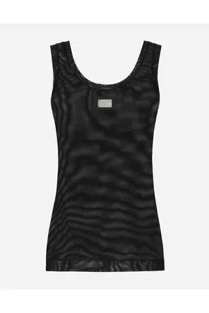 Dolce & Gabbana Light Tulle Vest Top With Logo Tag - Woman T-shirts And Sweatshirts Tulle 40