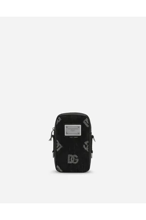 Dolce & Gabbana Small Calfskin And Denim Crossbody Bag With Logo - Man Crossbody Bags Onesize