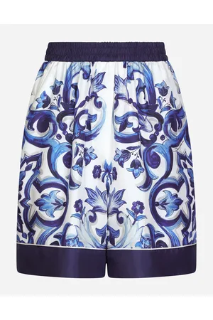 Dolce & Gabbana Majolica-print Twill Pajama Shorts - Woman Trousers And Shorts Blue Silk 40