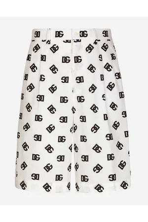 Dolce & Gabbana Cotton Poplin Shorts With Dg Monogram Print - Man Trousers And Shorts 50