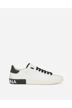 Dolce & Gabbana Calfskin Portofino Vintage Sneakers - Man Sneakers Black Leather 39