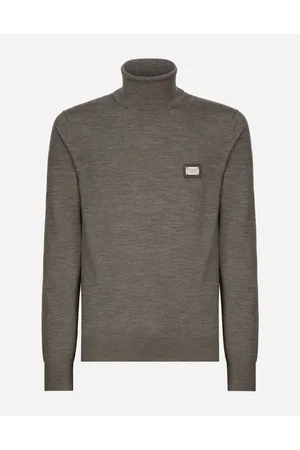 Dolce & Gabbana Wool Turtle-neck Sweater With Branded Tag - Man Sweaters And Cardigans Gray Wool 44