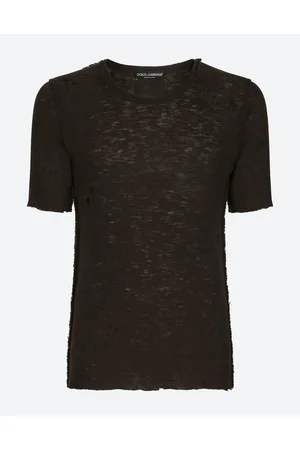 Dolce & Gabbana Round-neck Sweater With Rips - Man Sweaters And Cardigans Fabric 50