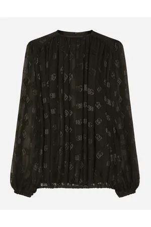 Dolce & Gabbana Devoré Satin Blouse With All-over Dg Logo - Woman Shirts And Tops 50