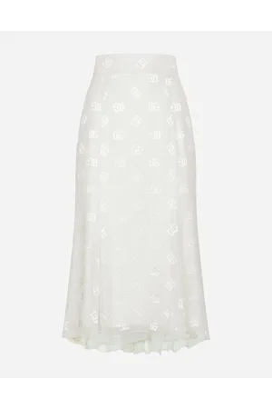 Dolce & Gabbana Dévoré Satin Godet Skirt With Dg Logo - Woman Skirts 38