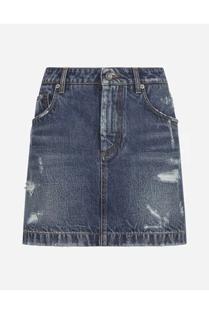 Dolce & Gabbana Denim Mini Skirt With Rips - Woman Denim Multi-colored 36
