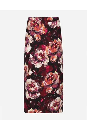 Dolce & Gabbana Cady Calf-length Skirt With Peony - Woman Skirts 36