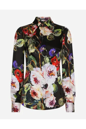 Dolce & Gabbana Satin Shirt With Rose Garden - Woman Shirts And Tops 36