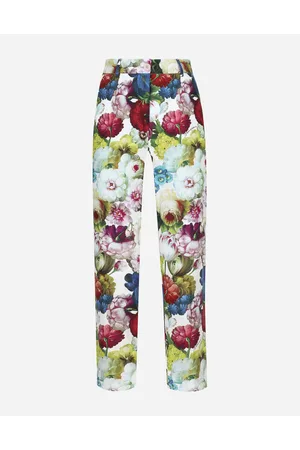 Dolce & Gabbana Cotton Pants With Nocturnal Flower - Woman Trousers And Shorts 36