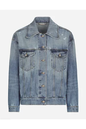 Dolce & Gabbana Denim Jacket With Branded Plate - Woman Denim Multi-colored 36