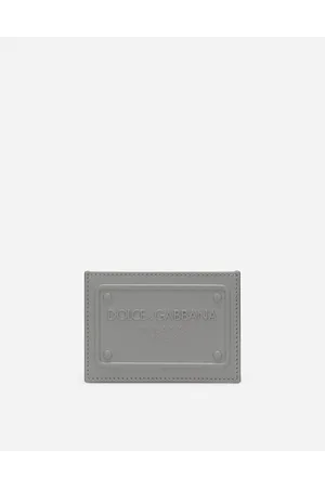 Dolce & Gabbana Calfskin Card Holder - Man Wallets And Small Leather Goods Gray Leather Onesize