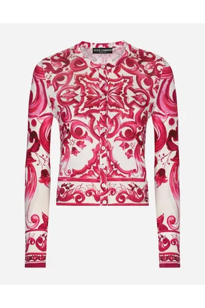 Dolce & Gabbana Crew-neck Silk Sweater With Majolica Print - Woman Sweaters And Cardigans Multi-colored Silk 36