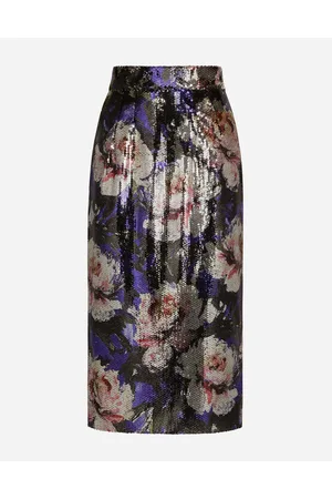 Dolce & Gabbana Sequined Midi Skirt With Peony - Woman Skirts 38