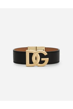 Dolce & Gabbana Calfskin Bracelet With Dg Logo - Man Bijoux Leather M
