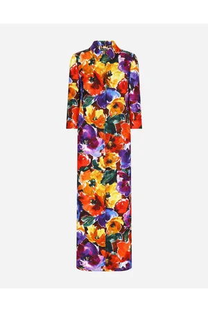 Dolce & Gabbana Long Brocade Coat With Abstract Flower - Woman Coats And Jackets 38