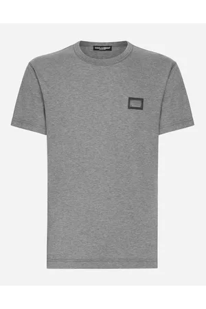Dolce & Gabbana Cotton T-shirt With Branded Tag - Man T-shirts And Polos Gray Cotton 44