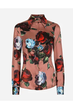 Dolce & Gabbana Satin Shirt With Vintage Rose - Woman Shirts And Tops 36