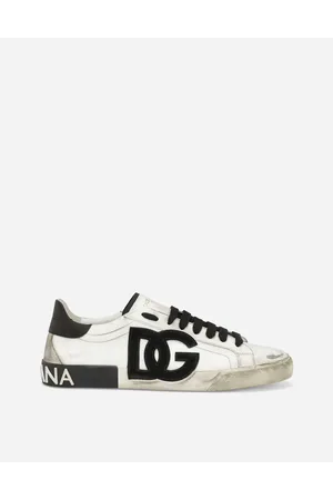 Dolce & Gabbana Calfskin Portofino Vintage Sneakers - Man Sneakers Black Leather 39