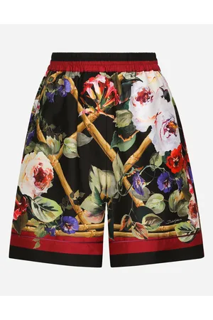 Dolce & Gabbana Twill Pajama Shorts With Rose Garden - Woman Trousers And Shorts 40