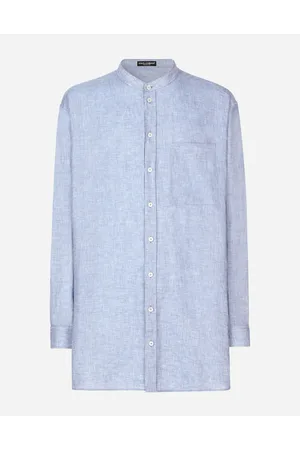 Dolce & Gabbana Oversize Linen Shirt With Mandarin Collar - Man Shirts 39