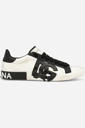 Dolce & Gabbana Portofino Vintage Calfskin Sneakers - Man Sneakers Black 39.5