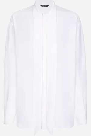 Dolce & Gabbana Crepe De Chine Silk Shirt With Scarf Detail - Man Shirts 40