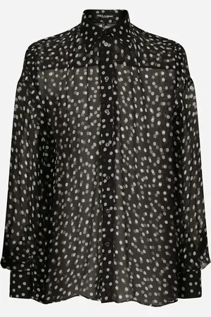 Dolce & Gabbana Super-oversize Silk Chiffon Shirt With Polka-dot - Man Shirts 40