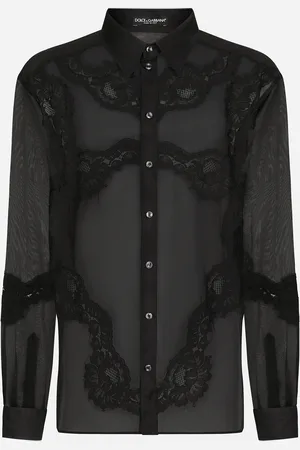 Dolce & Gabbana Oversize Organza Shirt With Lace Inserts - Man Shirts 40