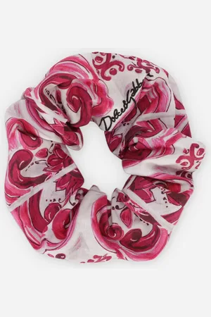 Dolce & Gabbana Majolica-print Poplin Scrunchie - Woman Accessories Fuchsia Cotton Onesize