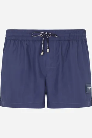 Dolce & Gabbana Short Swim Trunks With Branded Plate - Man Beachwear Fabric 3