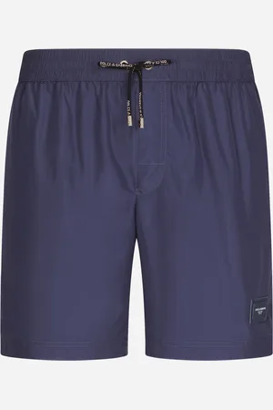 Dolce & Gabbana Mid-length Swim Trunks With Branded Plate - Man Beachwear Fabric 3