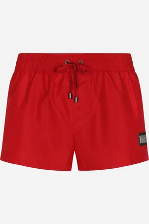 Dolce & Gabbana Short Swim Trunks With Branded Tag - Man Beachwear Burgundy Fabric 2
