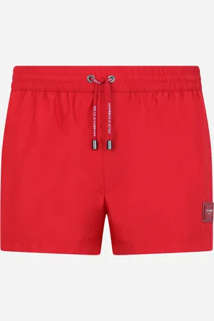 Dolce & Gabbana Short Swim Trunks With Branded Plate - Man Beachwear Fabric 2
