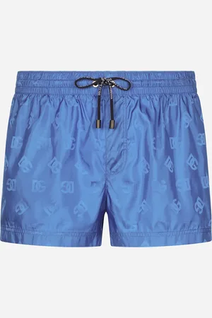 Dolce & Gabbana Short Jacquard Swim Trunks With Dg Monogram - Man Beachwear Light Blue Satin 3