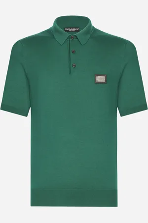 Dolce & Gabbana Wool Polo-shirt With Branded Tag - Man Sweaters And Cardigans Green Wool 44