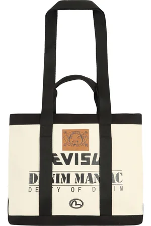 Unisex canvas tote bag with double handles Naural/Navy La Martina