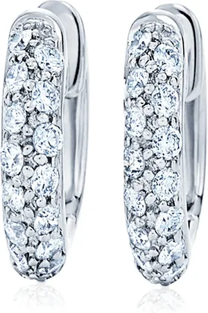 Kwiat 18kt white gold petite Moonlight pav?? diamond hoop earrings