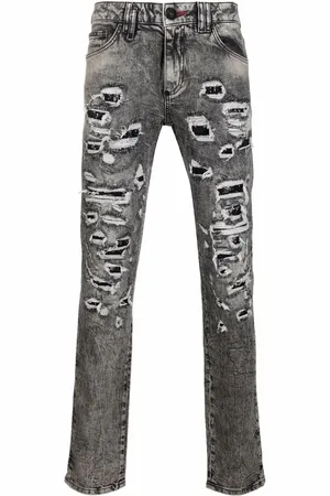 Philipp Plein Mesh ripped-detail jeans