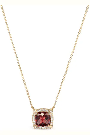 David Yurman 18kt yellow gold petite Chatelaine pavé diamond and garnet pendant necklace