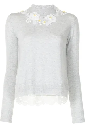 Onefifteen Floral- appliqué mock-neck knitted jumper